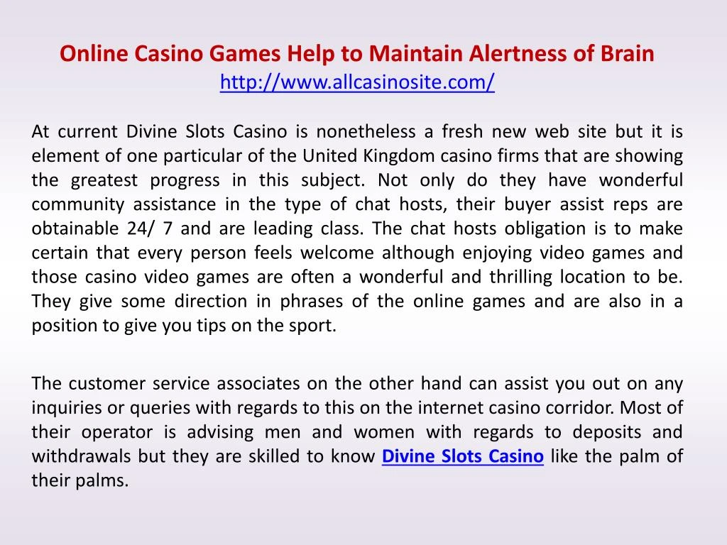 online casino games help to maintain alertness of brain http www allcasinosite com