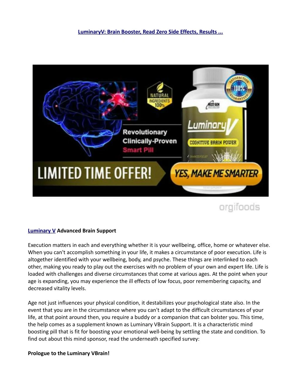 luminaryv brain booster read zero side effects