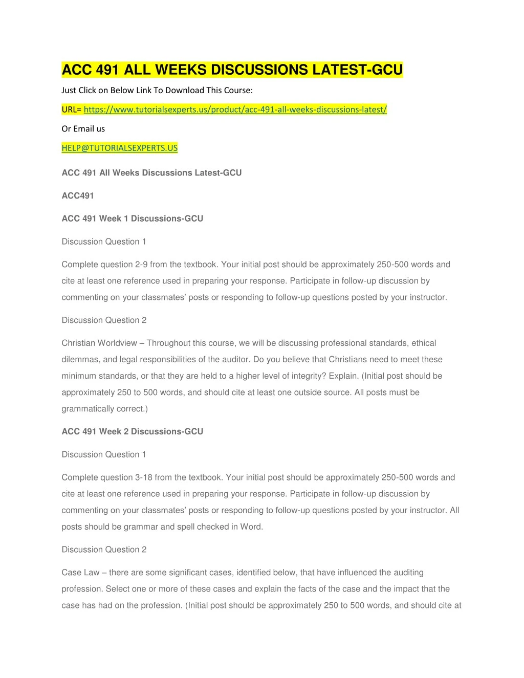 acc 491 all weeks discussions latest gcu