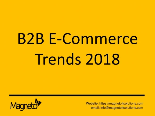 B2B E-Commerce Trends 2018