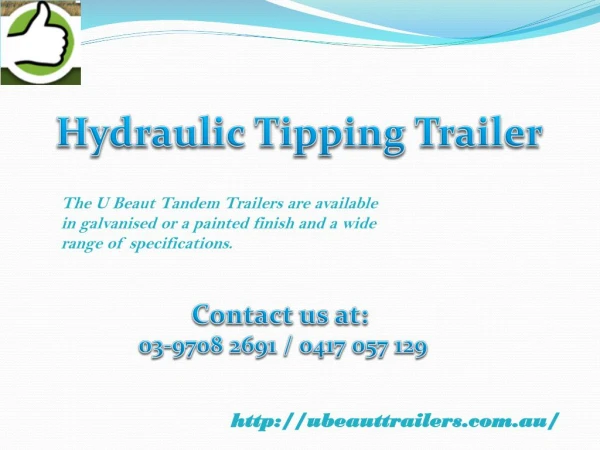 Hydraulic tandem tipper| U Beaut Trailers