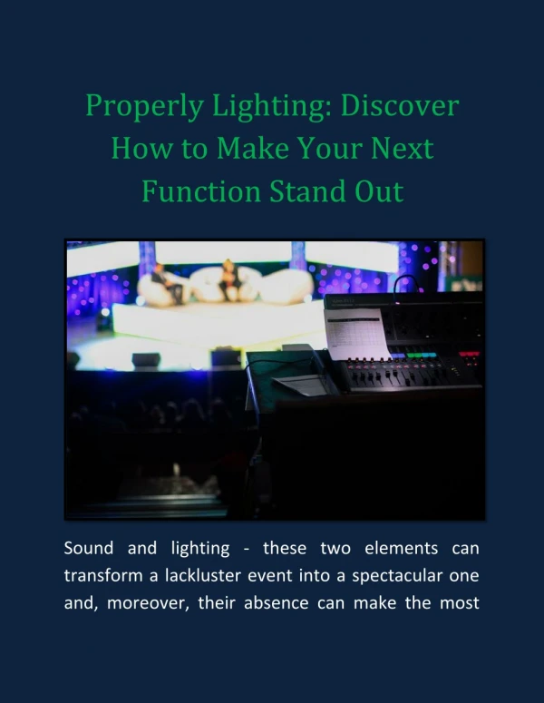 Properly Lighting: Discover How to Make Your Next Function Stand Out