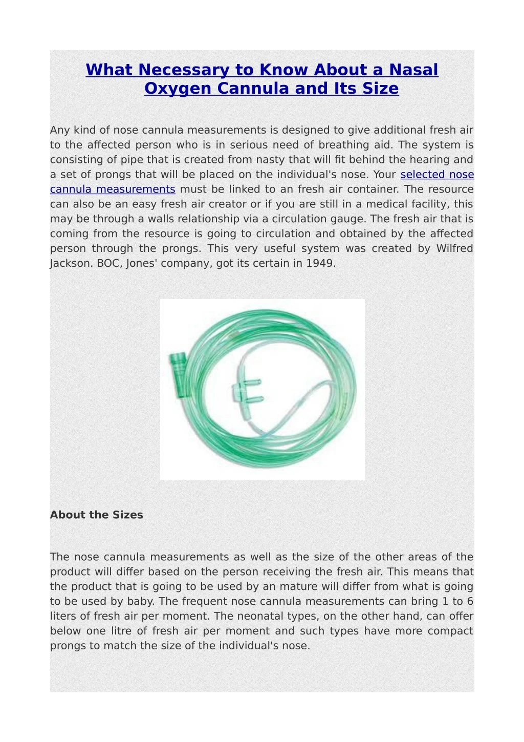 what necessary to know about a nasal oxygen