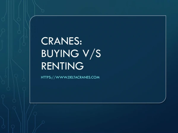 Cranes: Buying V/s Renting