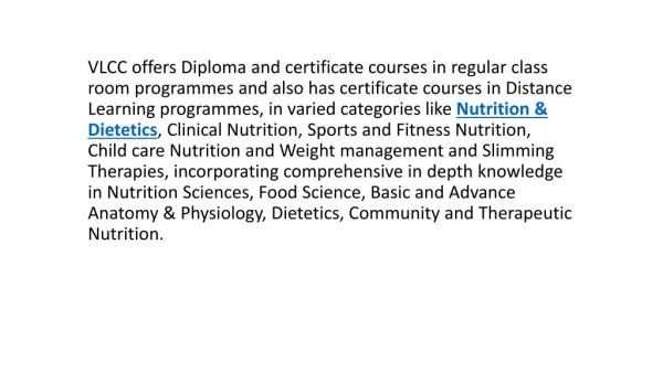 Nutrition Programmes, Nutrition Professional Diploma