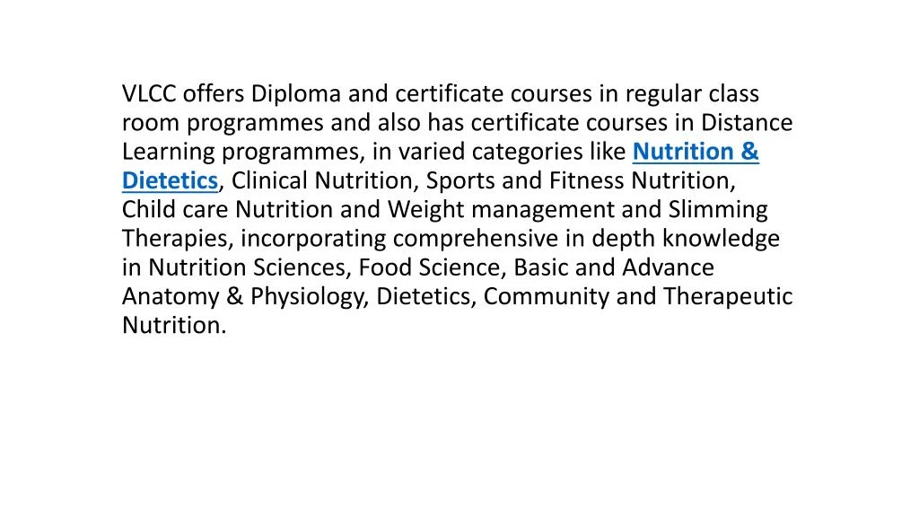 vlcc offers diploma and certificate courses