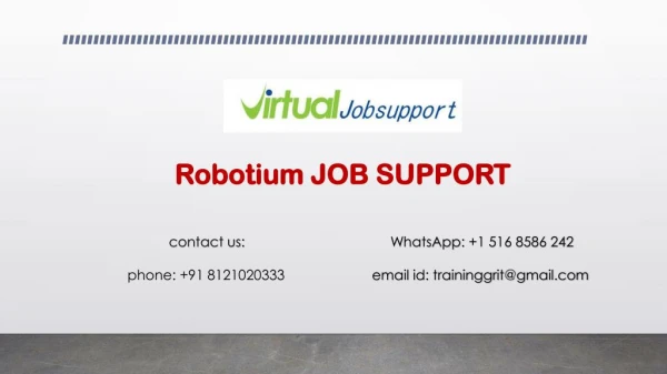 Robotium Job Support | Robotium online Job Support from India – VJS