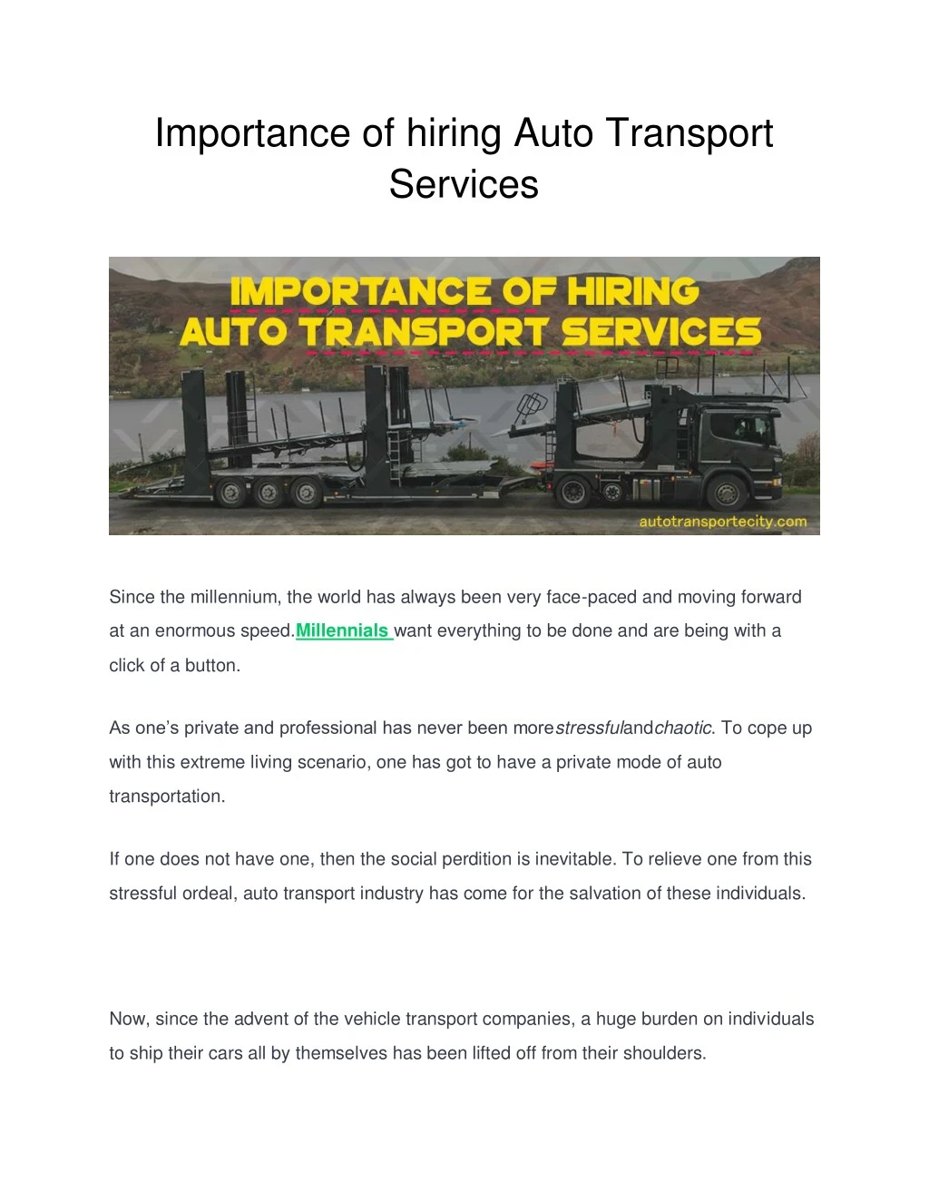 importance of hiring auto transport services