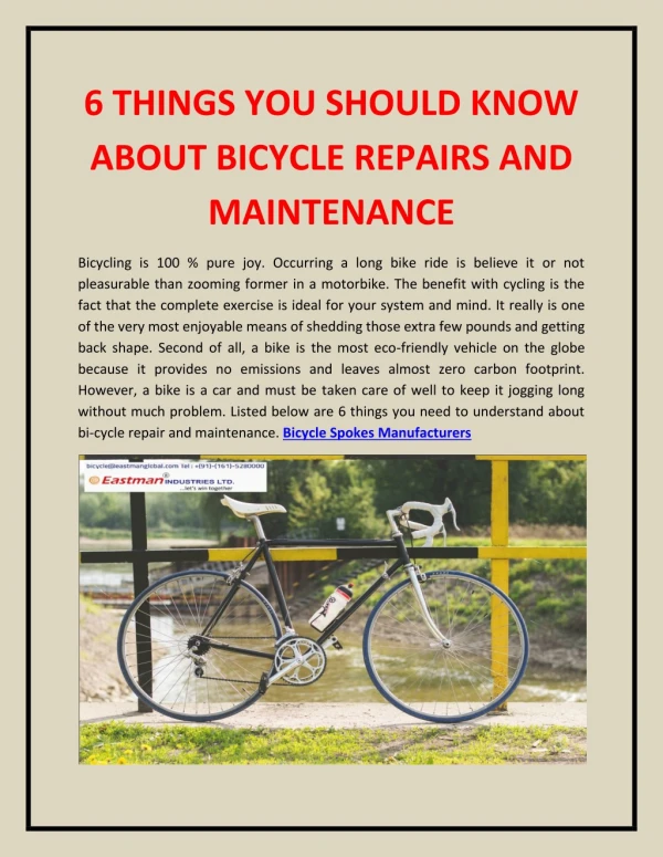 6 Things You Should Know About Bicycle Repairs and Maintenance