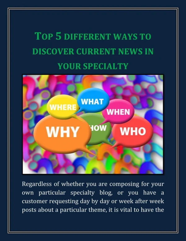 TOP 5 DIFFERENT WAYS TO DISCOVER CURRENT NEWS IN YOUR SPECIALTY