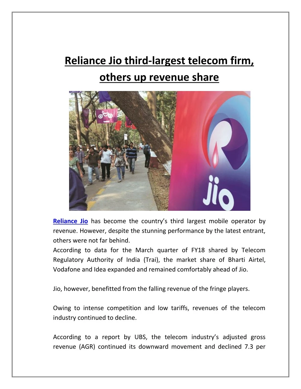 reliance jio third largest telecom firm others