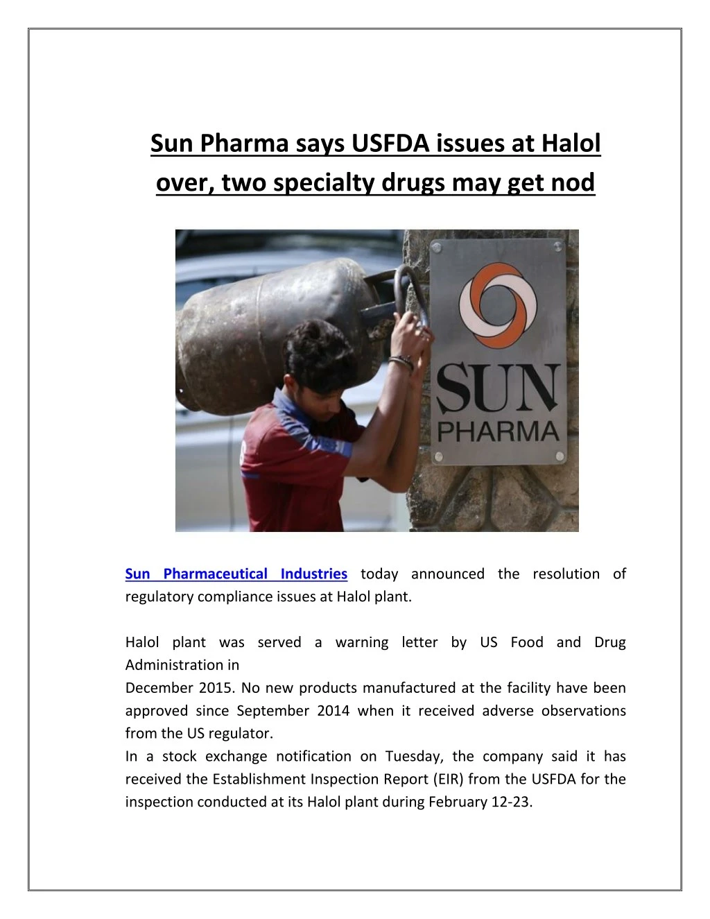 sun pharma says usfda issues at halol over