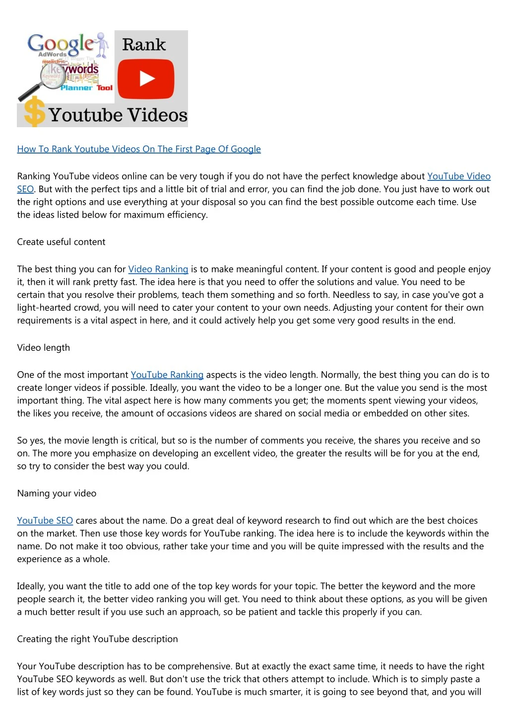how to rank youtube videos on the first page