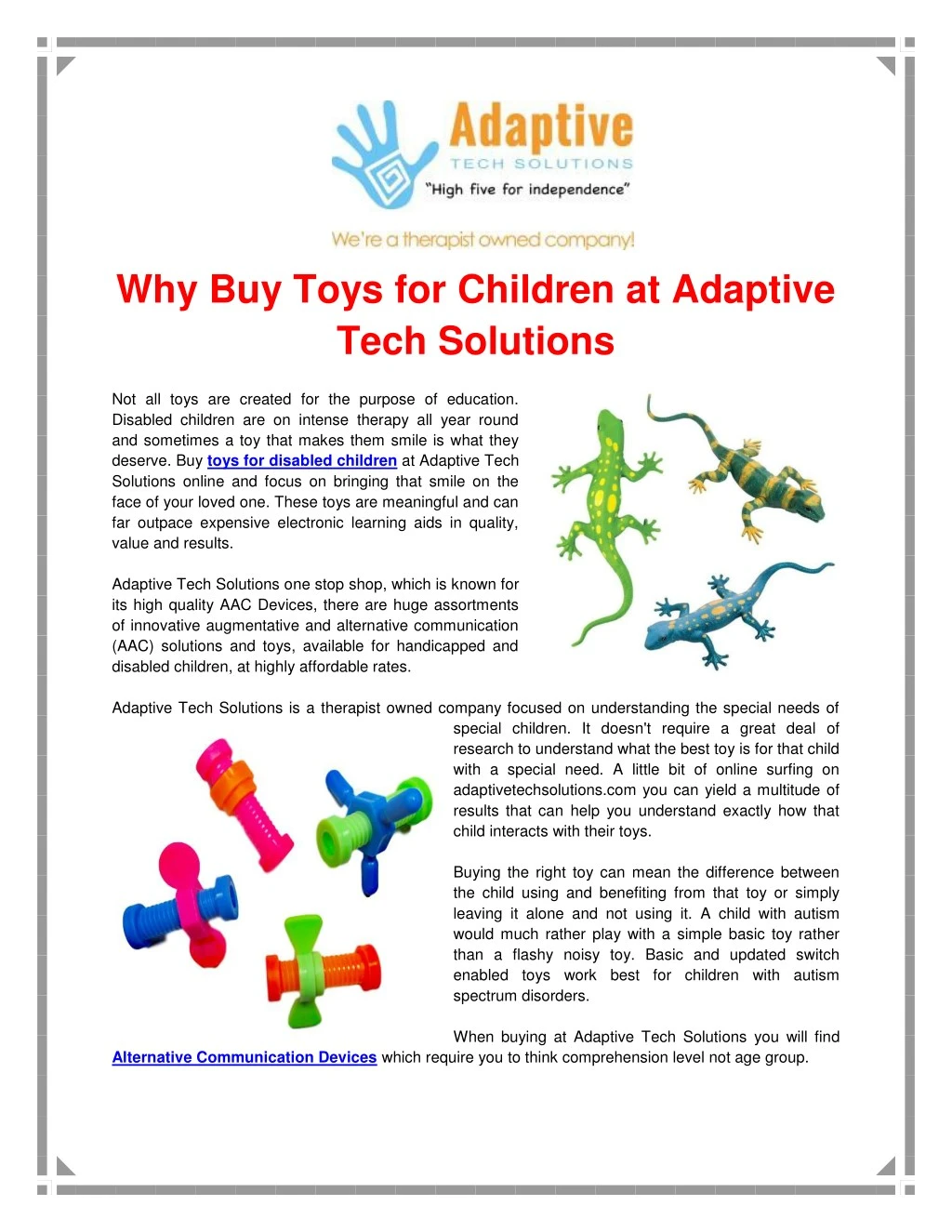 why buy toys for children at adaptive tech