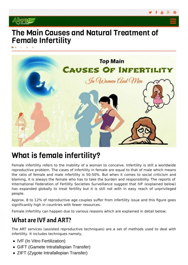 Natural Treatment of Female Infertility