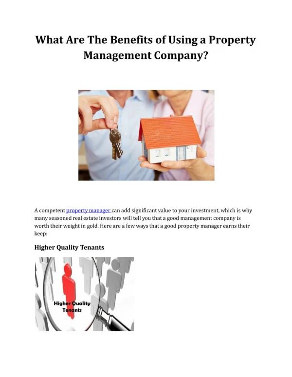 What Are The Benefits of Using a Property Management Company?
