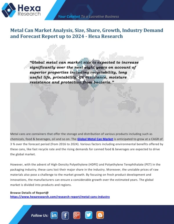 Global Metal Can Industry Research Report