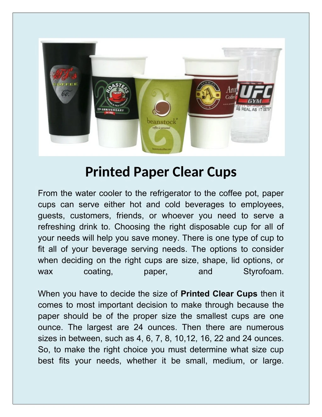printed paper clear cups