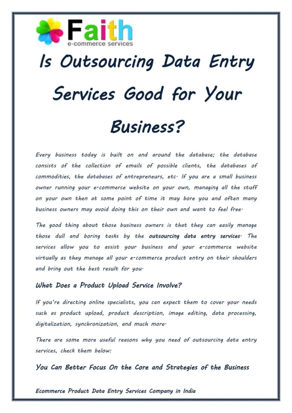 Is Outsourcing Data Entry Services Good for Your Business?