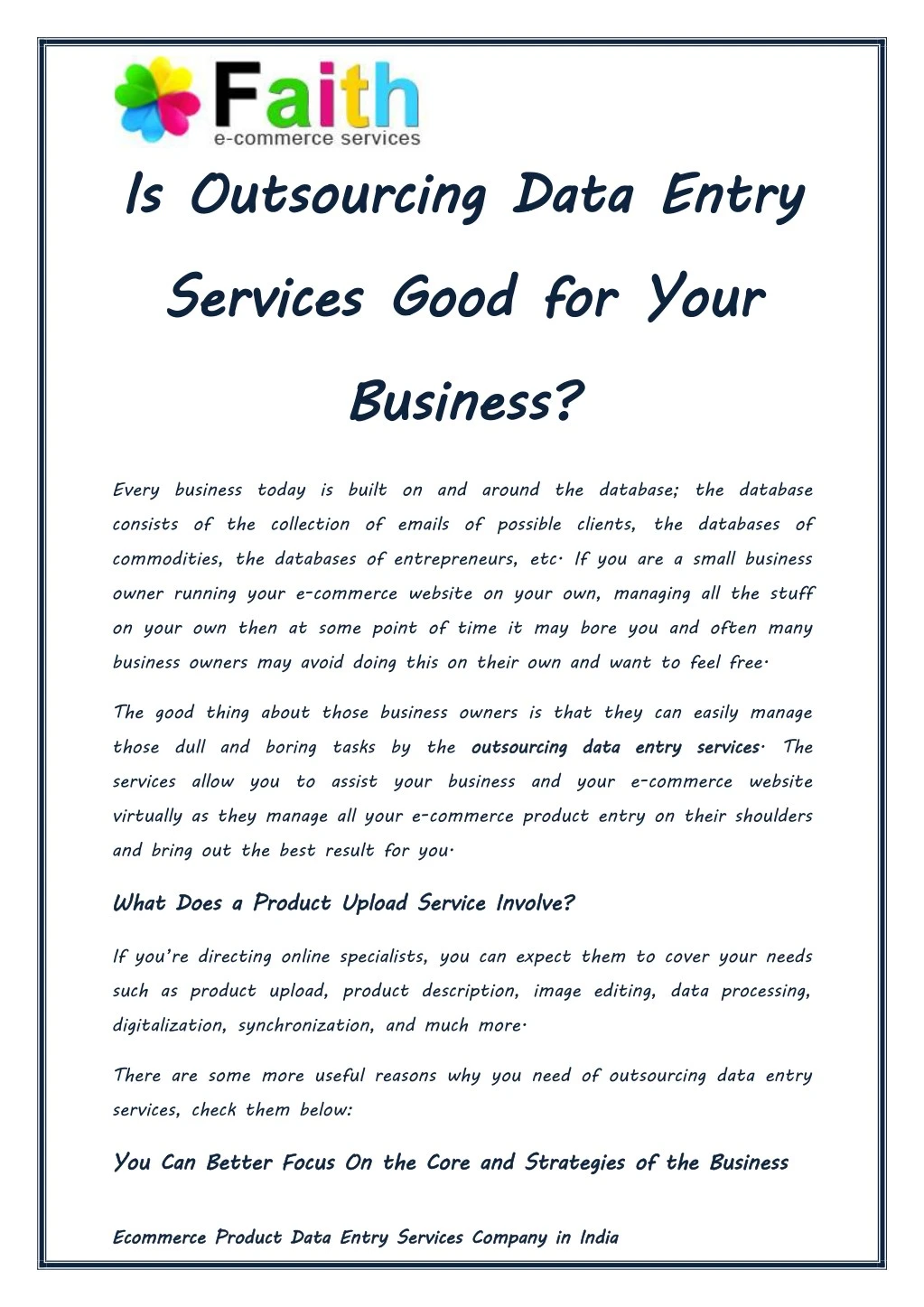 is outsourcing data entry services good for your