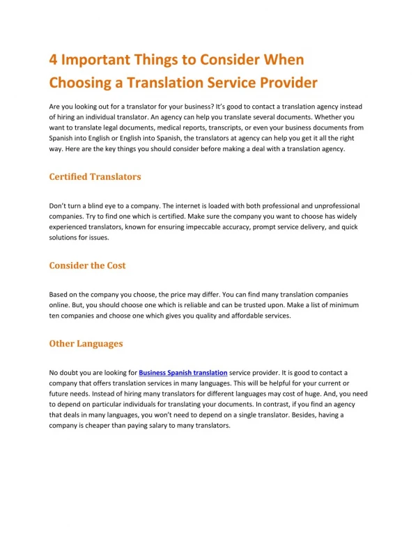 4 Important Things to Consider When Choosing a Translation Service Provider