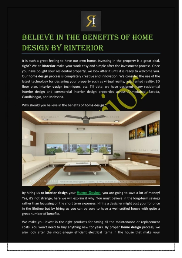 Believe in the Benefits of Home Design by RInterior