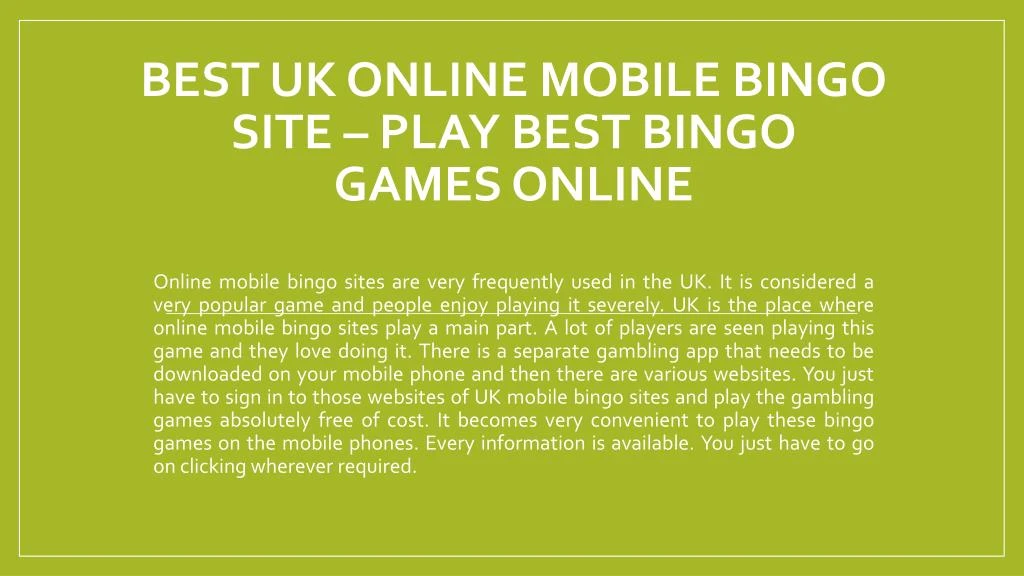 best uk online mobile bingo site play best bingo games online