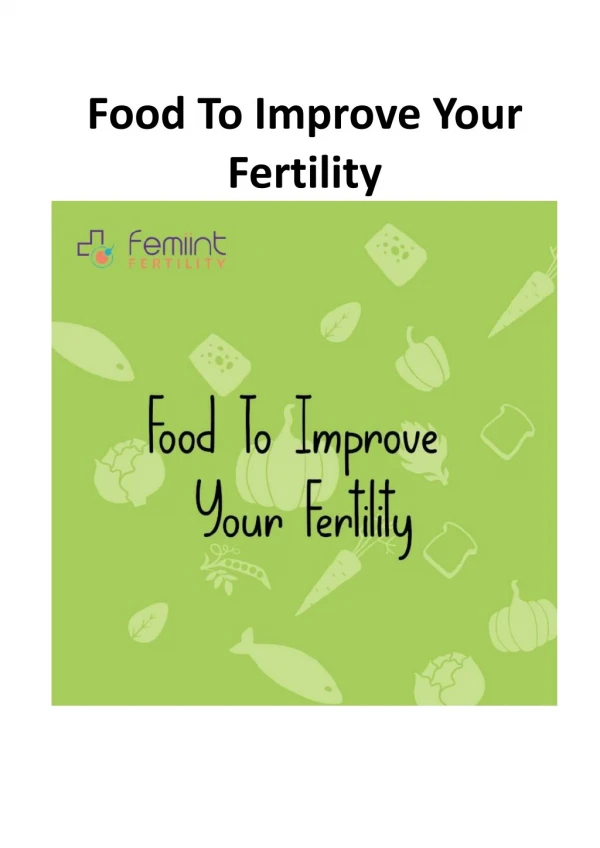Food To Improve Your Fertility