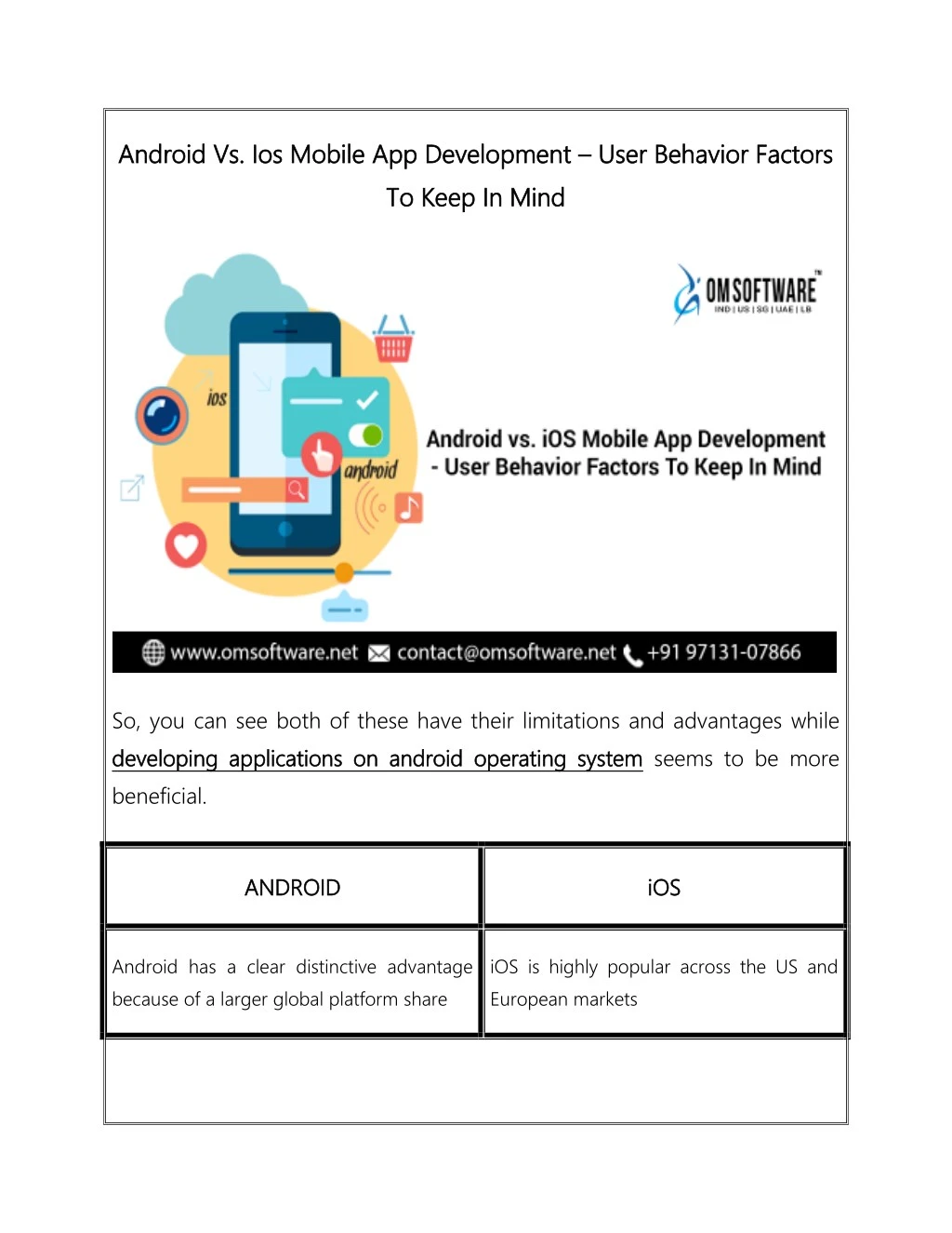 android vs ios mobile app development android