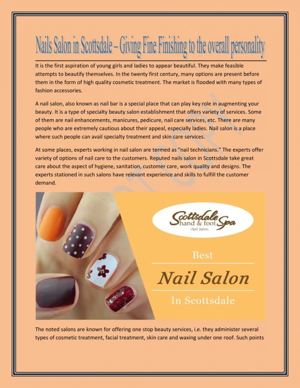Nails Salon in Scottsdale- Giving Fine Finishing to the Overall Personality.