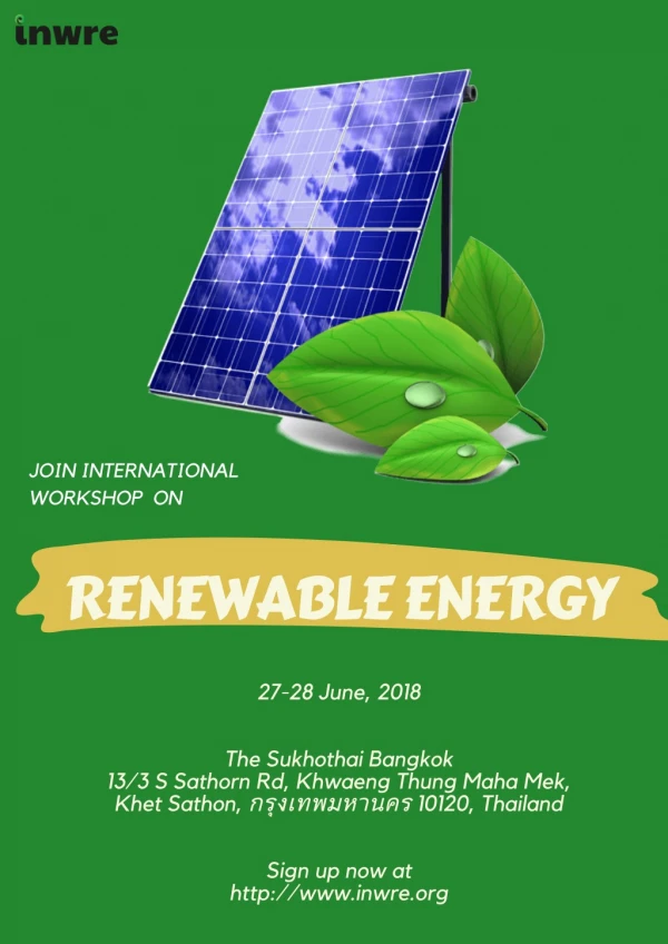 Join international workshop on Renewable Energy