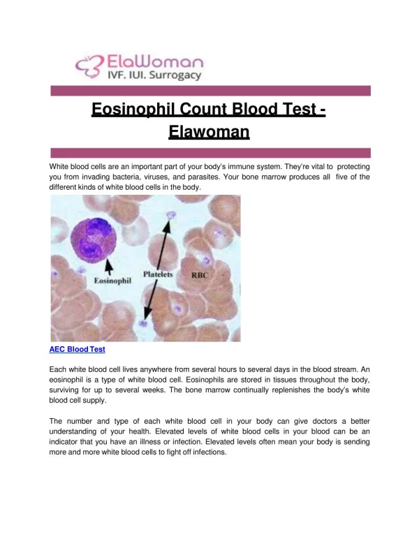 Eosinophil Count Blood Test - Elawoman