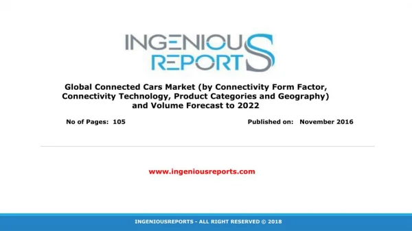 Connected Cars Market Size, Trend, Segmentation and Forecast to 2022