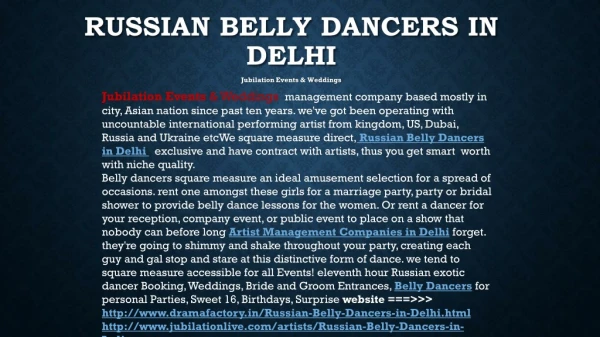 Best Russian Belly Dancers in India !