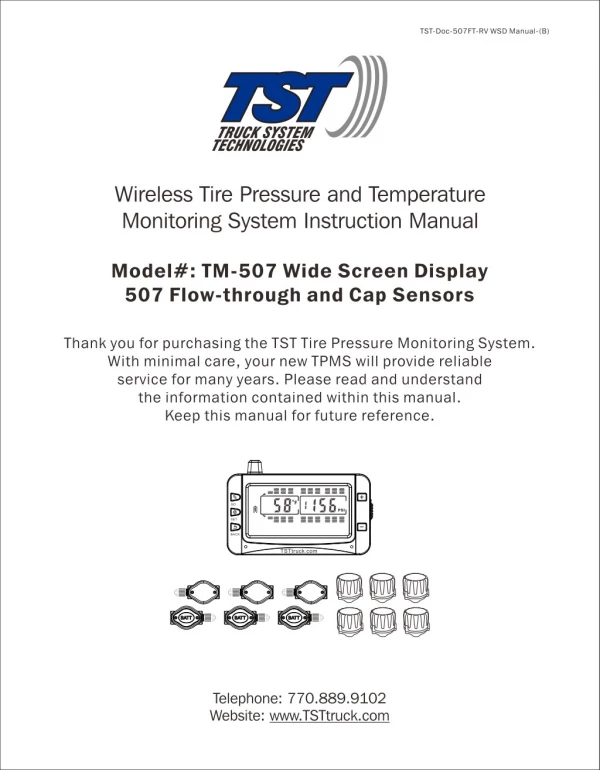 Wireless Tire Pressure and Temperature Monitoring System Intruction Manual