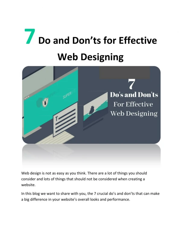 7 Do and Don’ts for Effective Web Designing