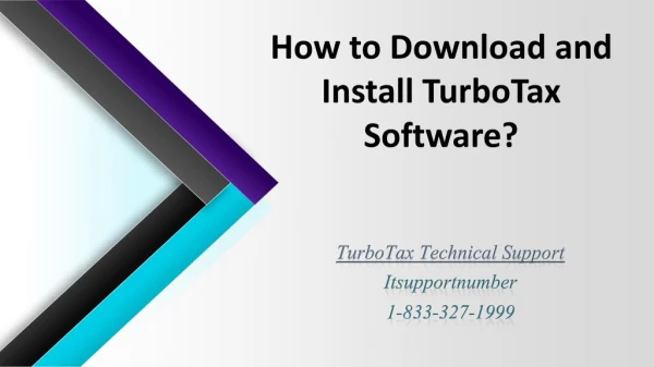 How to Download and Install Turbotax Software | 1-833-327-1999