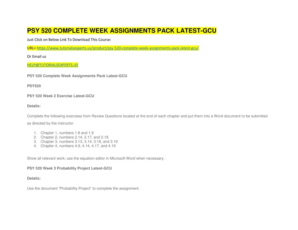 psy 520 complete week assignments pack latest gcu