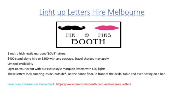 Light up Letters Hire Melbourne