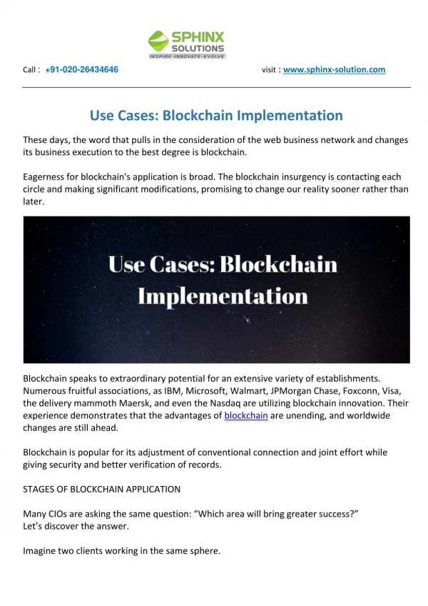 Use Cases: Blockchain Implementation