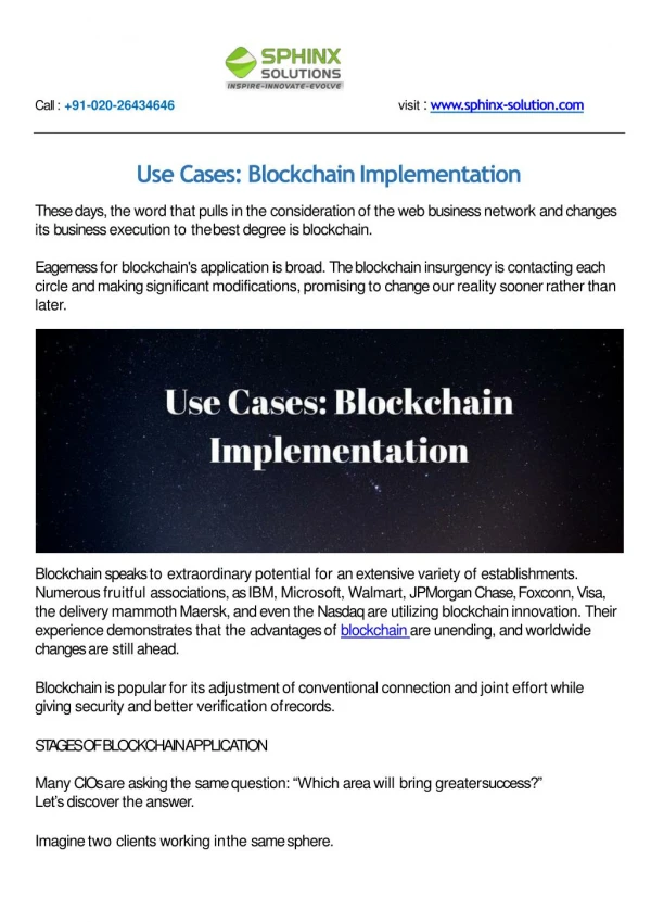 Use Cases: Blockchain Implementation