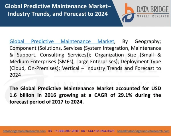 Global Predictive Maintenance Market – Industry Trends and Forecast to 2024