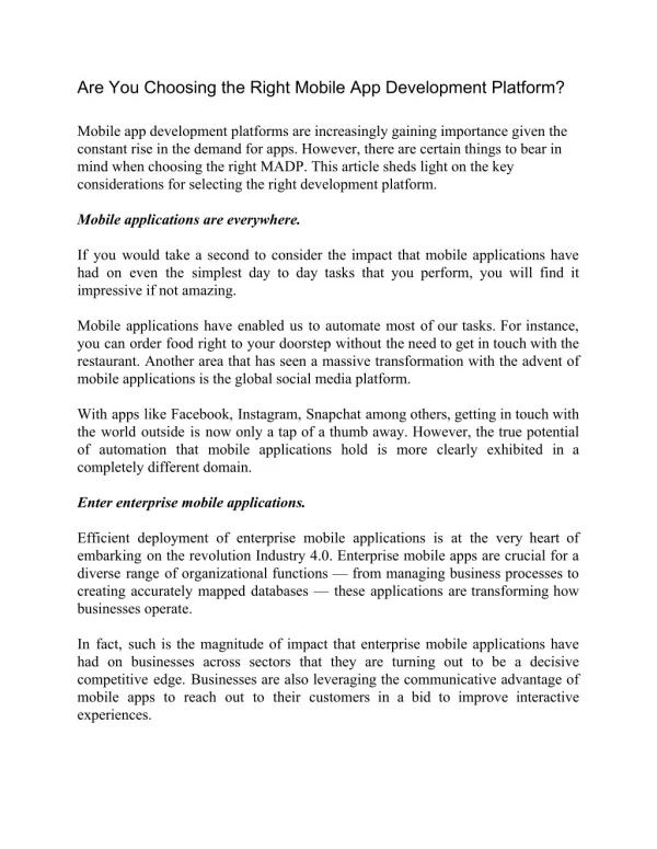 are you choosing the right mobile app development