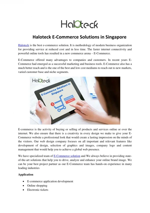 Haloteck E-Commerce Solutions in Singapore