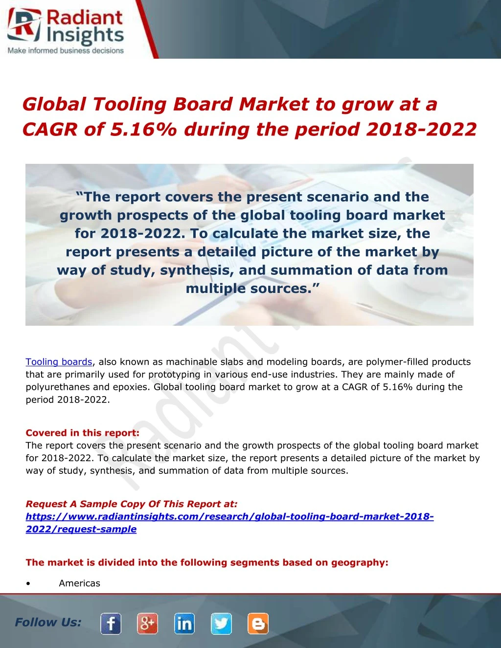 global tooling board market to grow at a cagr