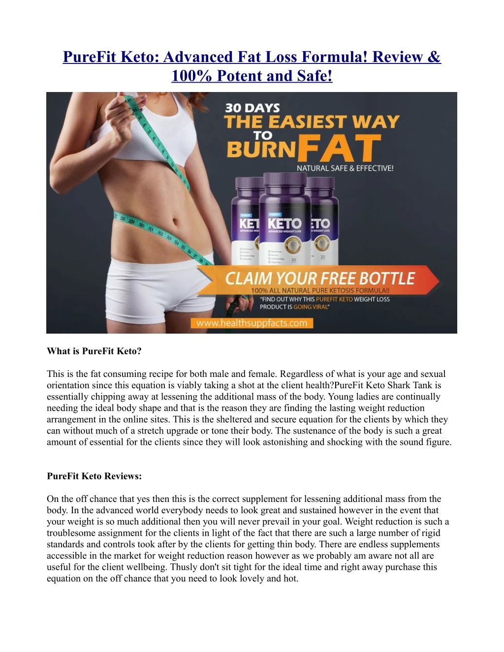 purefit keto advanced fat loss formula review