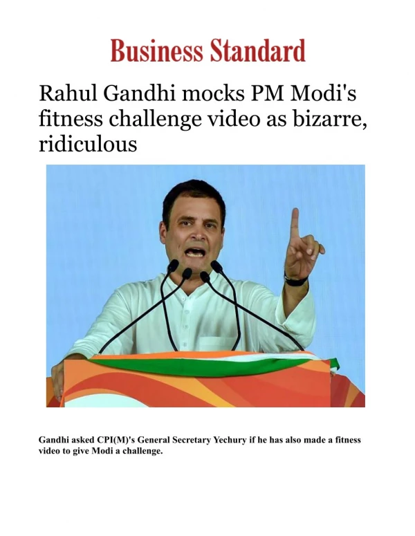 Rahul Gandhi mocks PM Modi's fitness challenge video as bizarre, ridiculous