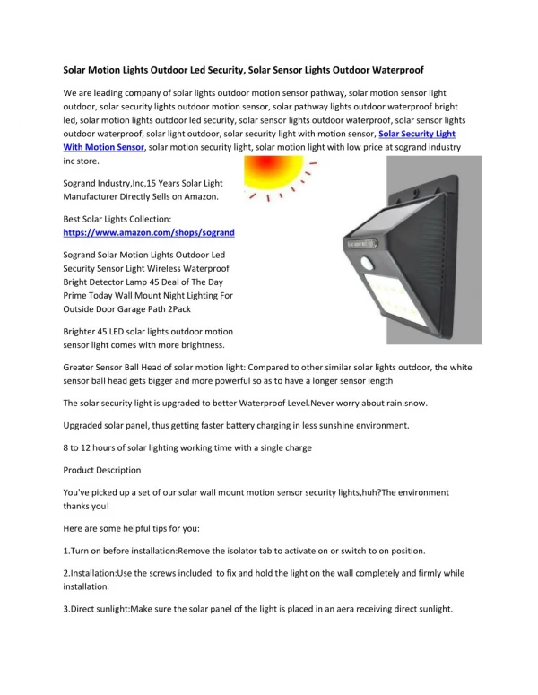 Solar Motion Lights Outdoor Led Security, Solar Sensor Lights Outdoor Waterproof