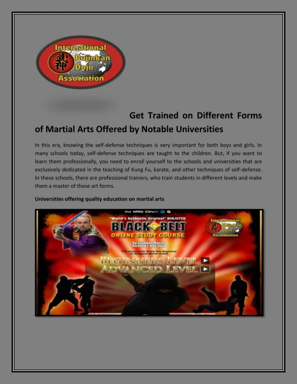 Get Trained on Different Forms of Martial Arts Offered by Notable Universities