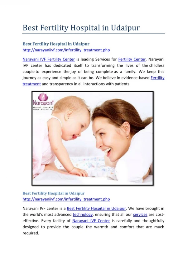 Best Fertility Hospital in UdaipurÂ Â 